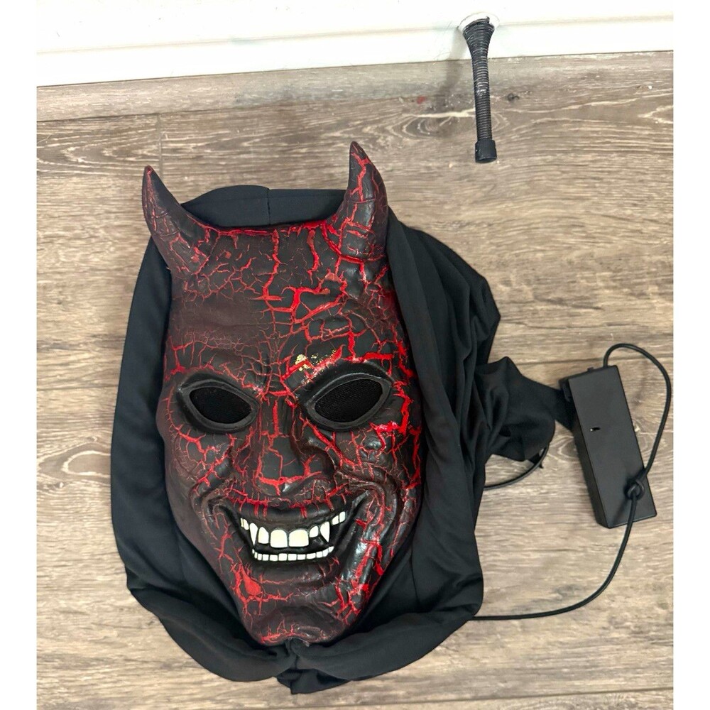 LED Light-Up Devil Full Face Mask, Black/Red One Size Plastic Halloween